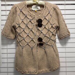 anthropologie leifsdottir Lisel Cardigan 90% wool chunky beige cardigan; Size S